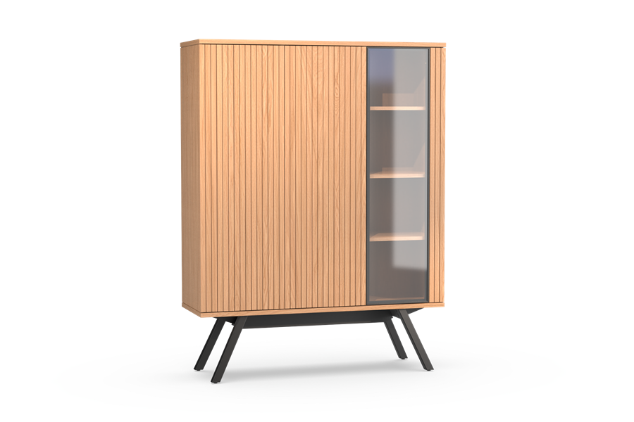 Vitrine-3-deurs op sokkel - Theuns Eiken meubels